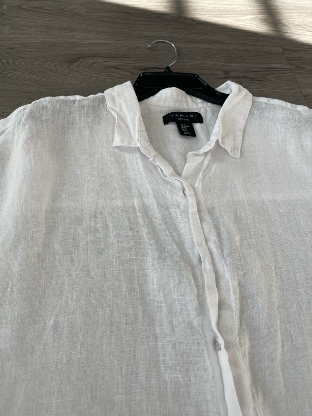 Tahari 100% linen button down short sleeve xl - Picture 6 of 6